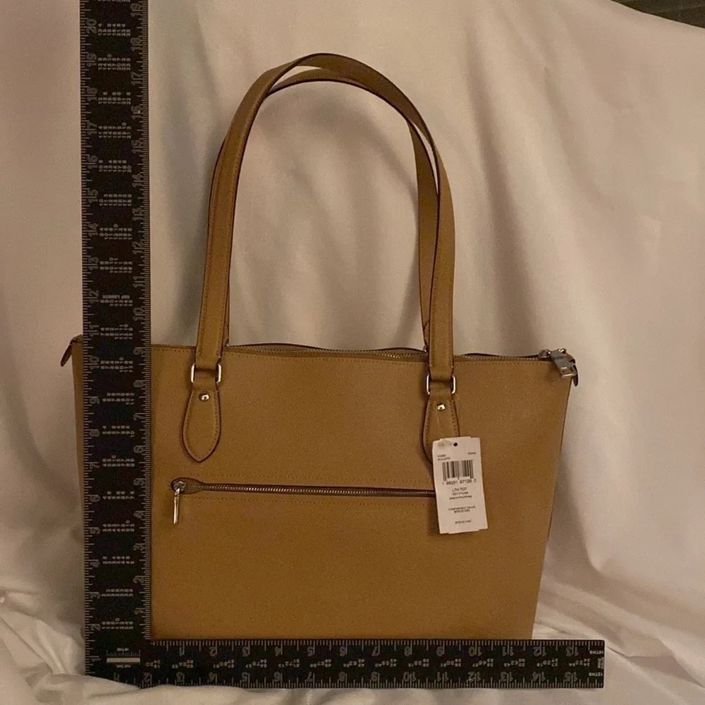 Coach Leather Tote Brand New/w Tags 15” Top Zipper Leather Bag in Latte Color